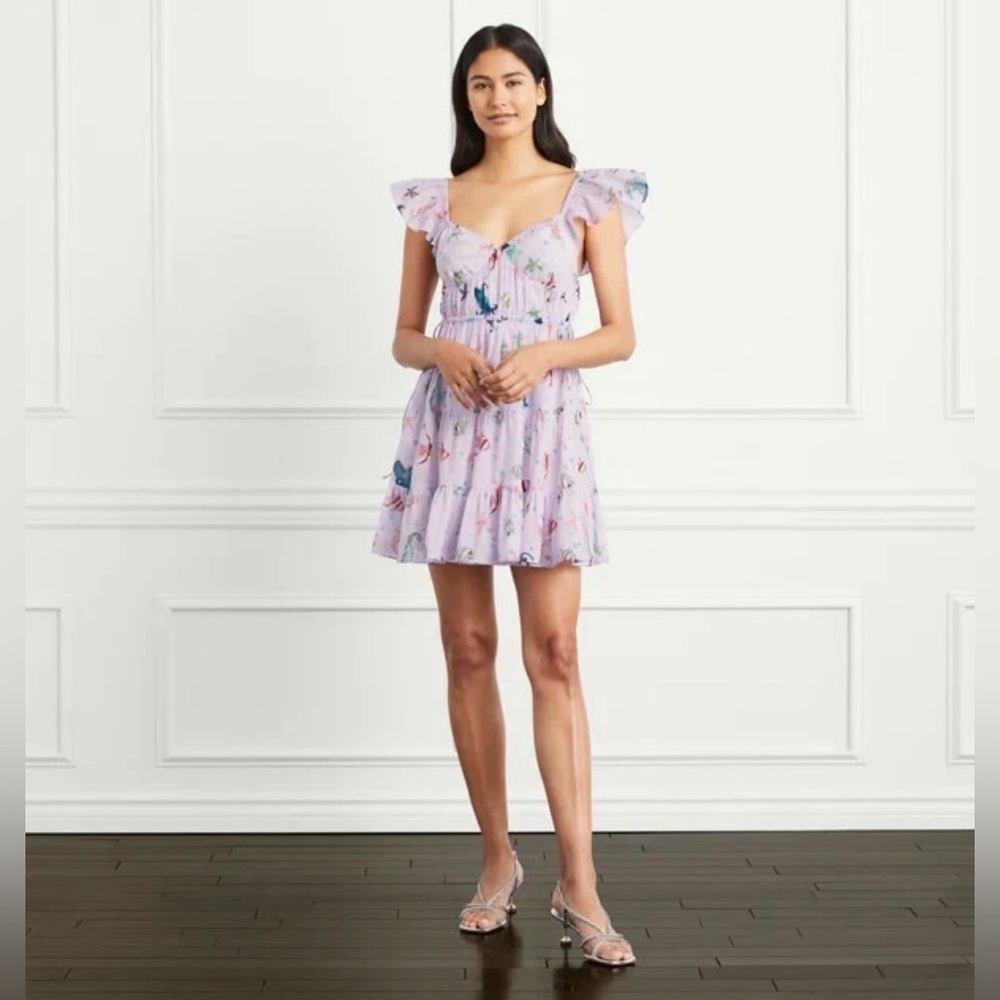 Hill House Home Lucia Nap Dress Sea Creatures Print Size S Cotton Ruffle Mini